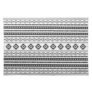 Aztec Black on White Mixed Motifs Pattern Cloth Placemat