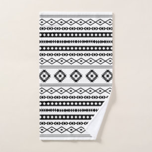 HGOD DESIGNS Hand Towel Ethnic,Black and White Geometric Tribal Ethnic  Pattern Hand Towel Best for Bathroom Kitchen Bath and Hand Towels 30 Lx15 W