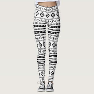 Women's Black And White Aztec Leggings