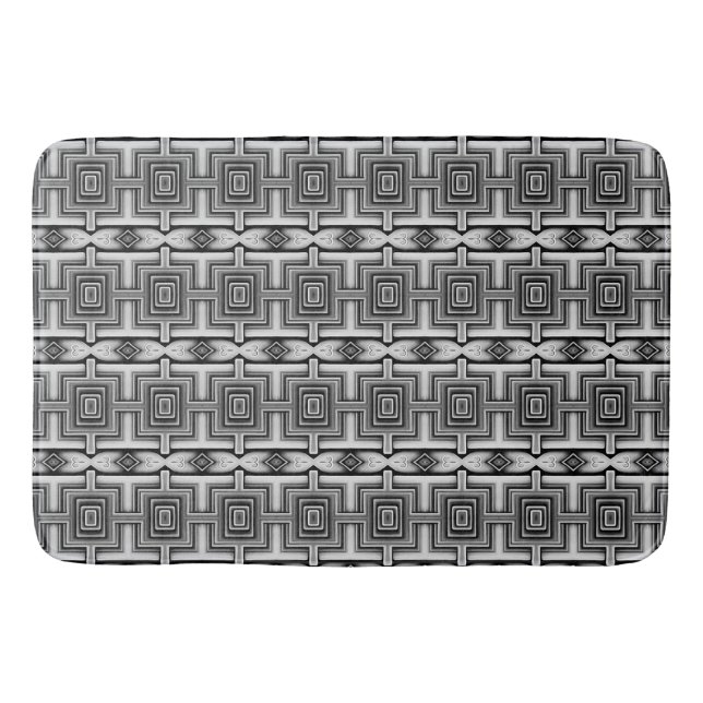 Aztec Black White and Grey  Bath Mat (Front)