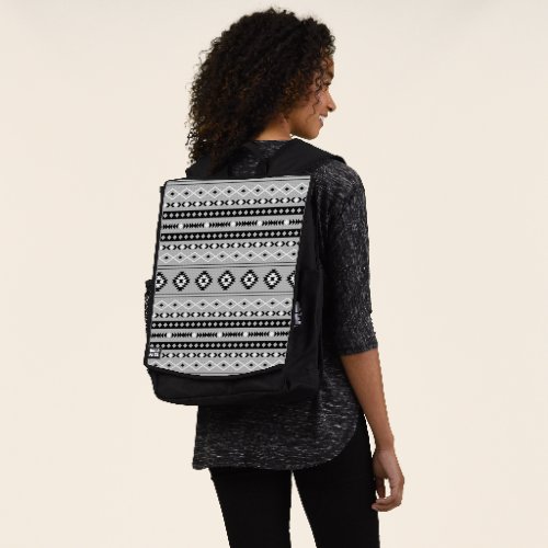 Aztec Black White Grey Mixed Motifs Pattern Backpack