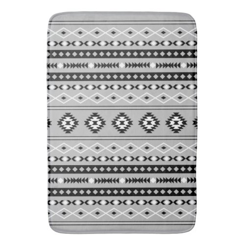 Aztec Black White Grey Mixed Motifs Pattern Bath Mat