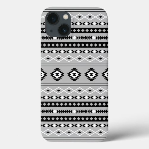 Aztec Black White Grey Mixed Motifs Pattern iPhone 13 Case