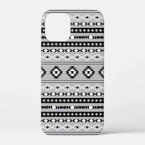 Aztec Black White Grey Mixed Motifs Pattern iPhone 12 Mini Case