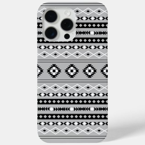 Aztec Black White Grey Mixed Motifs Pattern iPhone 15 Pro Max Case