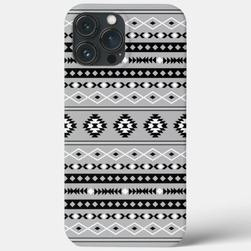 Aztec Black White Grey Mixed Motifs Pattern iPhone 13 Pro Max Case