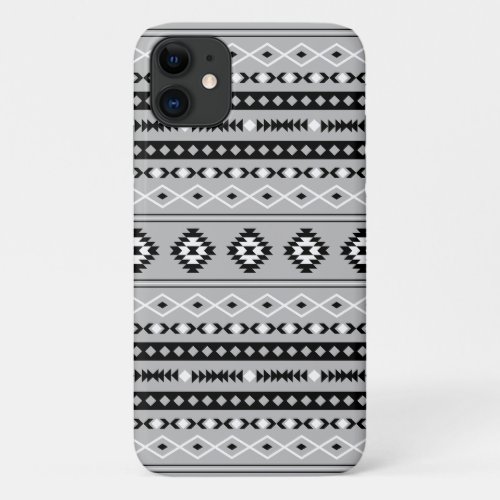 Aztec Black White Grey Mixed Motifs Pattern iPhone 11 Case