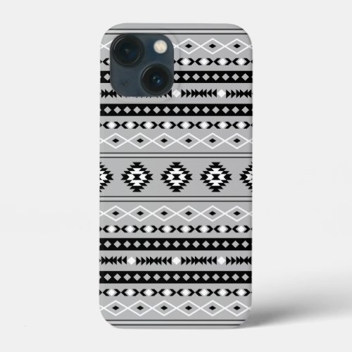Aztec Black White Grey Mixed Motifs Pattern iPhone 13 Mini Case