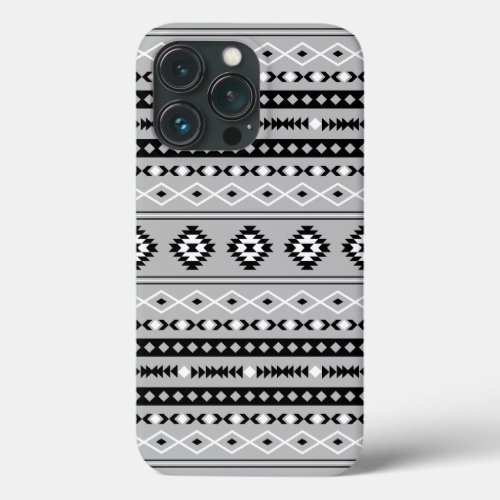 Aztec Black White Grey Mixed Motifs Pattern iPhone 13 Pro Case