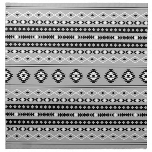 Aztec Black White Grey Mixed Motifs Pattern Cloth Napkin