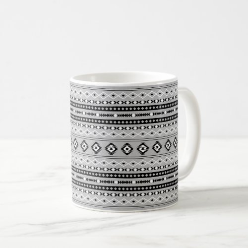 Aztec Black White Grey Mixed Motifs Pattern Coffee Mug