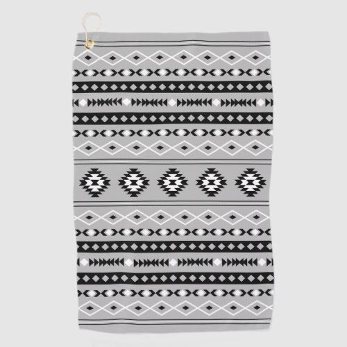 Aztec Black White Grey Mixed Motifs Pattern Golf Towel