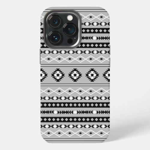 Aztec Black White Grey Mixed Motifs Pattern iPhone 13 Pro Case