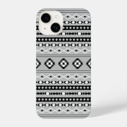 Aztec Black White Grey Mixed Motifs Pattern iPhone 14 Case
