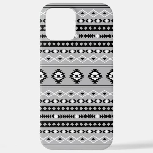 Aztec Black White Grey Mixed Motifs Pattern iPhone 12 Pro Max Case