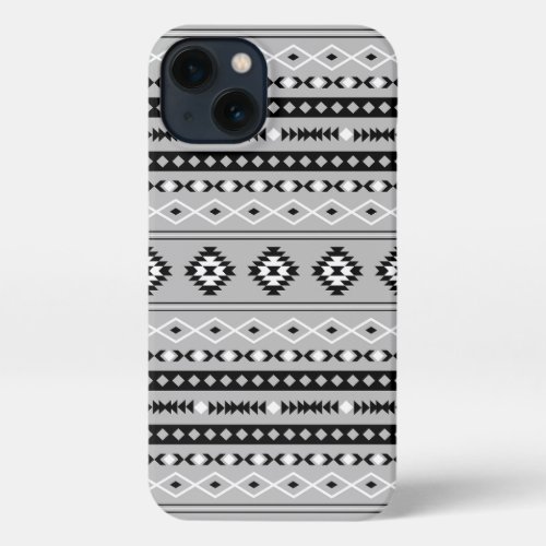 Aztec Black White Grey Mixed Motifs Pattern iPhone 13 Case