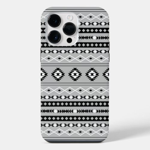 Aztec Black White Grey Mixed Motifs Pattern iPhone 14 Pro Max Case