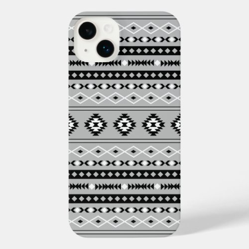 Aztec Black White Grey Mixed Motifs Pattern iPhone 14 Plus Case