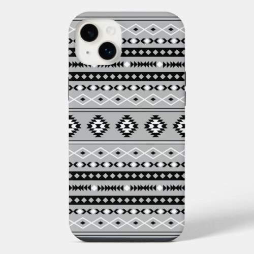 Aztec Black White Grey Mixed Motifs Pattern iPhone 14 Plus Case