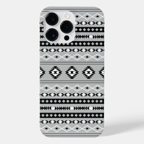 Aztec Black White Grey Mixed Motifs Pattern iPhone 14 Pro Max Case