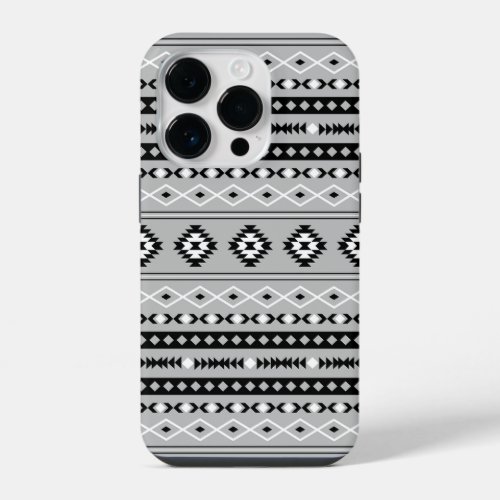 Aztec Black White Grey Mixed Motifs Pattern iPhone 14 Pro Case