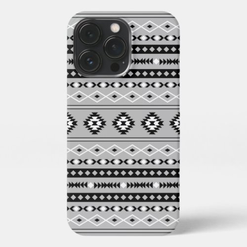 Aztec Black White Grey Mixed Motifs Pattern iPhone 13 Pro Case