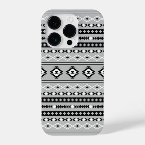 Aztec Black White Grey Mixed Motifs Pattern iPhone 14 Pro Case