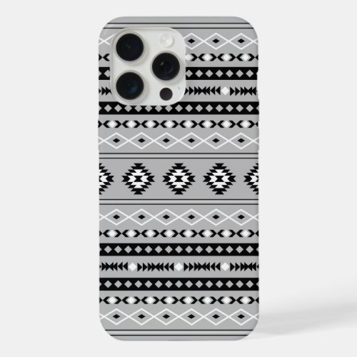 Aztec Black White Grey Mixed Motifs Pattern iPhone 15 Pro Max Case