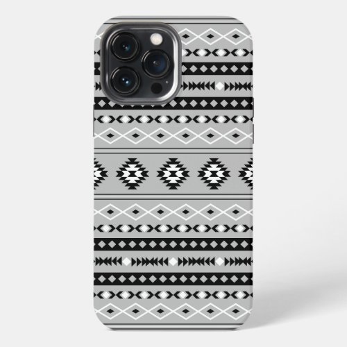 Aztec Black White Grey Mixed Motifs Pattern iPhone 13 Pro Max Case