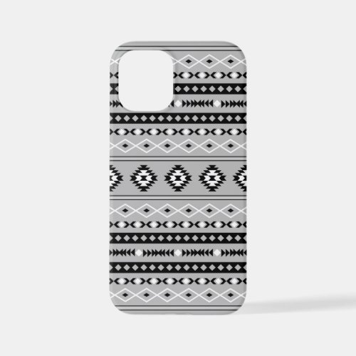 Aztec Black White Grey Mixed Motifs Pattern iPhone 12 Mini Case