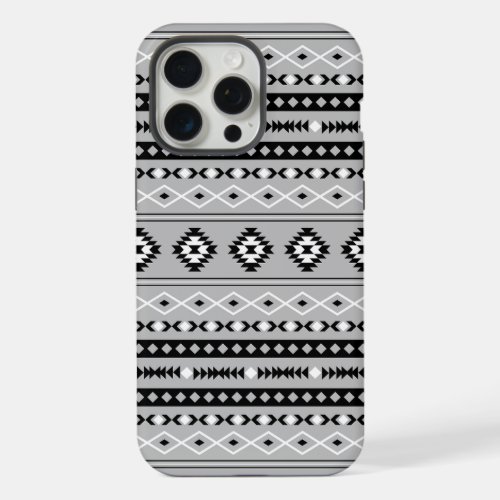 Aztec Black White Grey Mixed Motifs Pattern iPhone 15 Pro Max Case