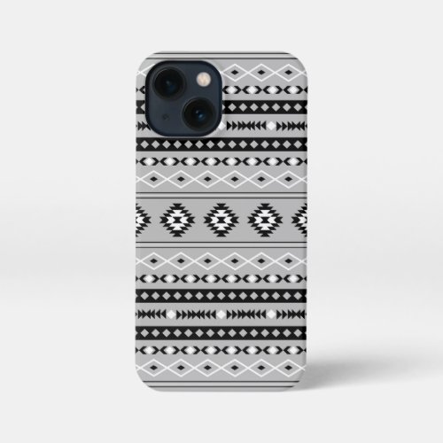 Aztec Black White Grey Mixed Motifs Pattern iPhone 13 Mini Case