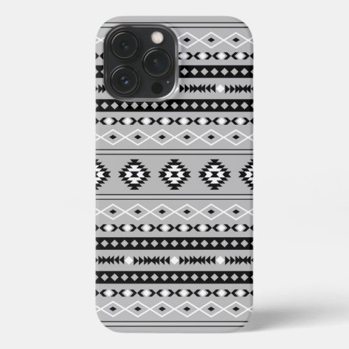 Aztec Black White Grey Mixed Motifs Pattern iPhone 13 Pro Max Case