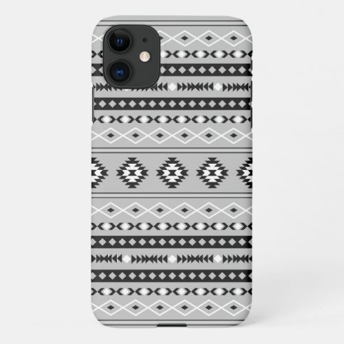 Aztec Black White Grey Mixed Motifs Pattern iPhone 11 Case