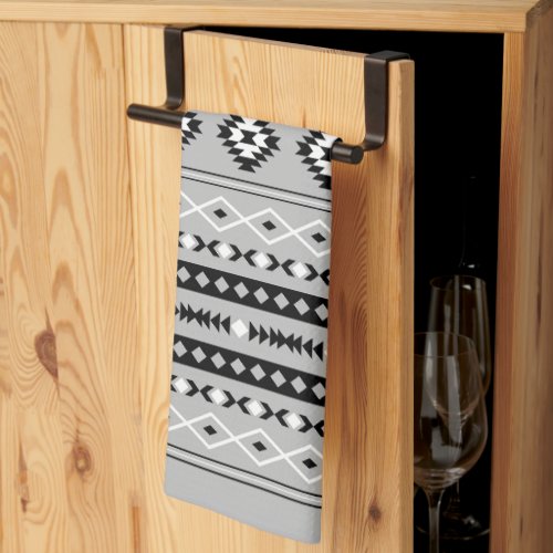 Aztec Black White Grey Mixed Motifs Pattern Kitchen Towel