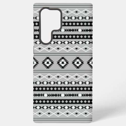 Aztec Black White Grey Mixed Motifs Pattern Samsung Galaxy S22 Ultra Case