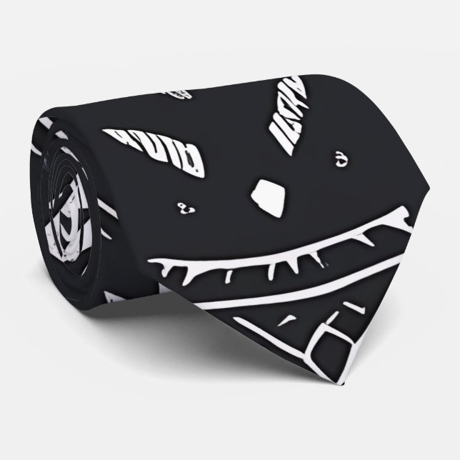 Aztec Black White Neck Tie (Rolled)