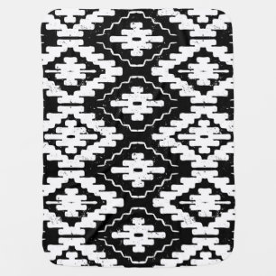 Aztec Black-White: Vintage Ethnic Print. Baby Blanket