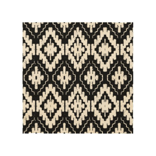 Aztec Black-White: Vintage Ethnic Print. Wood Wall Art