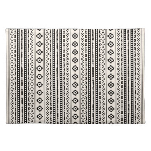 Aztec Blk on Cream Mixed Motifs V Repeat Pattern Cloth Placemat