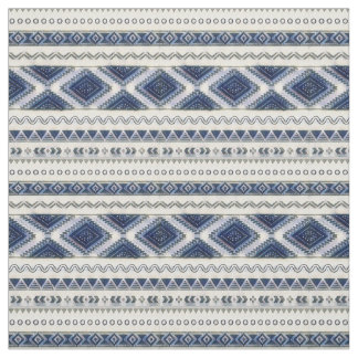 Aztec Blue and White Seamless Premium Fabric
