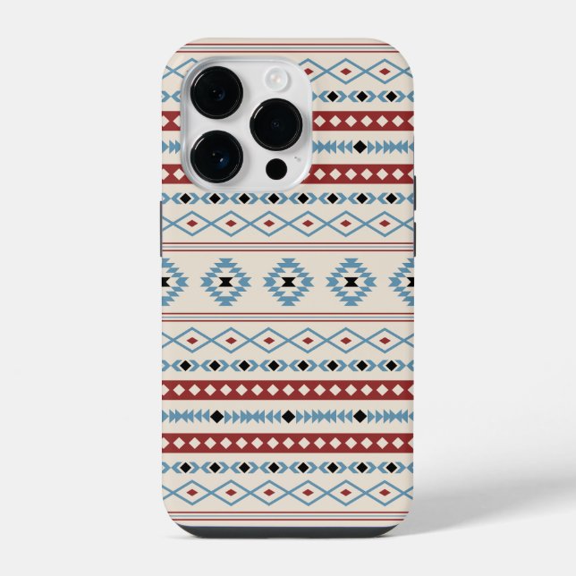 Aztec Blue Red Black Cream Mixed Motifs Pattern iPhone Case (Back)