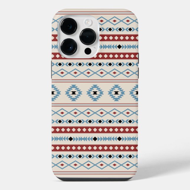 Aztec Blue Red Black Cream Mixed Motifs Pattern iPhone Case (Back)