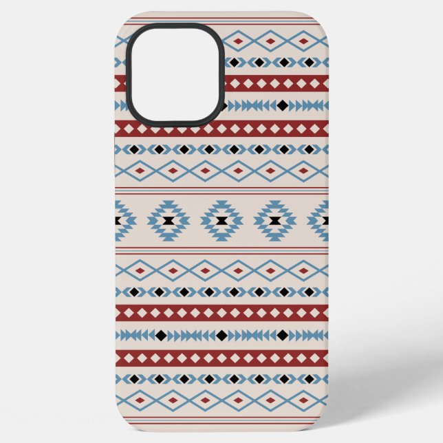 Aztec Blue Red Black Cream Mixed Motifs Pattern iPhone Case (Back)