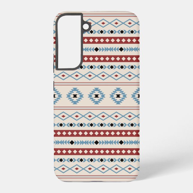Aztec Blue Red Black Cream Mixed Motifs Pattern Samsung Galaxy Case (Back)
