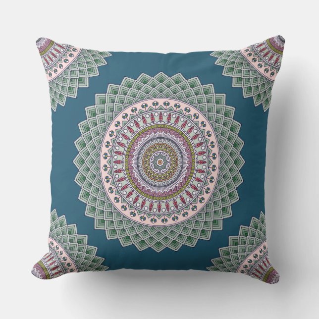 Aztec Blue Reversible Decorative Pillow (Front)
