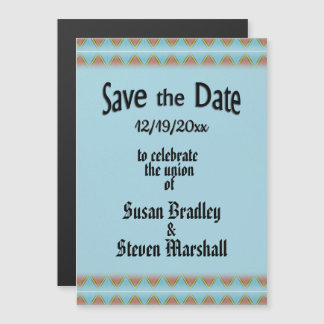 Aztec Blue Save the Date Magnetic Invitation