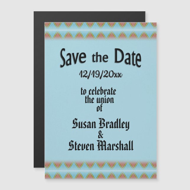 Aztec Blue Save the Date Magnetic Invitation (Front/Back)
