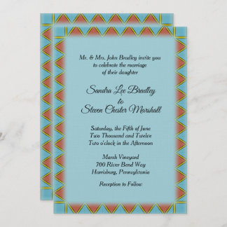 Aztec Blue Wedding Invitation 5" x 7"