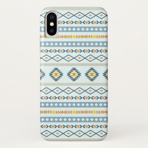 Aztec Blue Yellow Orange Mixed Motifs Pattern iPhone X Case